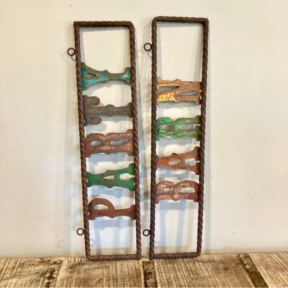 Party Barn Rusty Metal Sign Rebar Western Country Rustic Decor